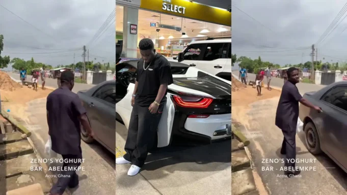 ‘Asɛm ato kusie’ – Abu Trica spotted in town with an old 2009 Toyota Corolla